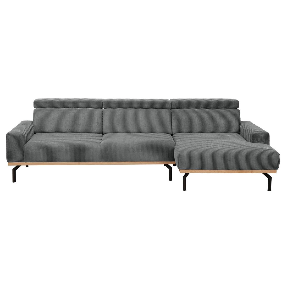 SOFA mit Longchair rechts Katrien Cordstoff anthrazit - Anthrazit, Kunststoff (135/280cm) - 58aufmkessel