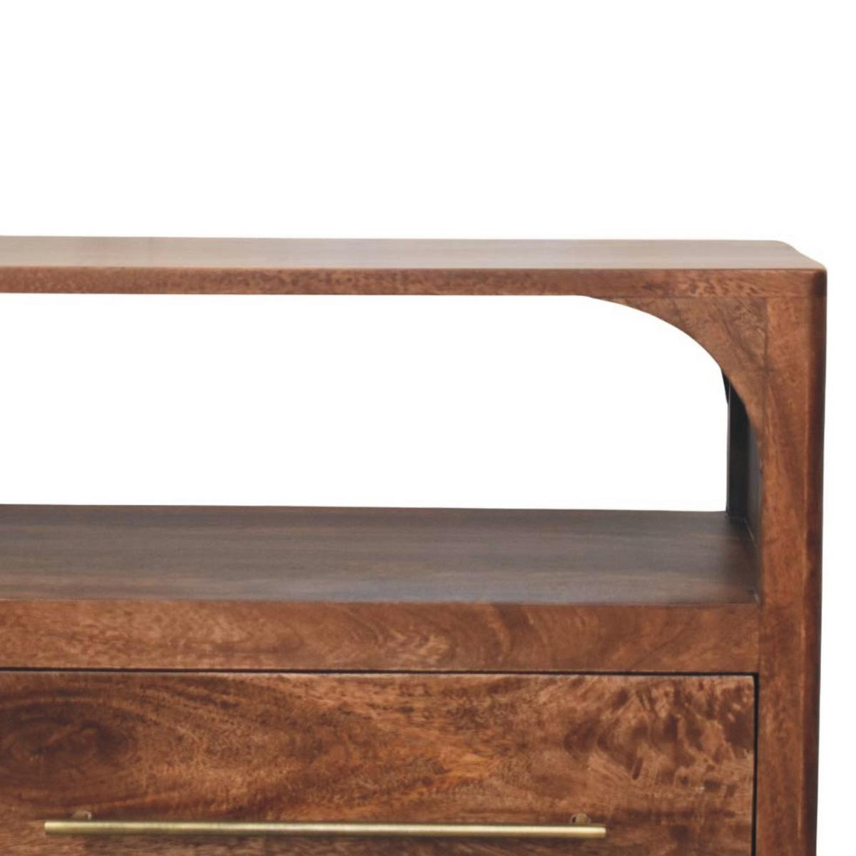 MEDIENKONSOLE mit Roasted-Almond-Finish, 2 Schubladen, 1 offene Ablage, sanftes Braun - Goldfarben/Braun, Holz/Metall (110/50/35cm) - Artisan Furniture