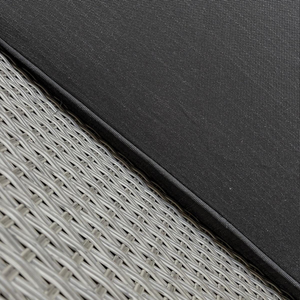 GARTENSET Montero Sofa, 2 Sessel und Tisch mit gehärtetem Glas, Metall+Technorattan - Dunkelgrau/Grau, Metall - Beautysofa