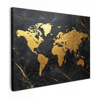 LEINWANDBILD Weltkarte - Gold - Marmor Wandbild 40x30 cm - Goldfarben, Textil (40/30cm) - MuchoWow
