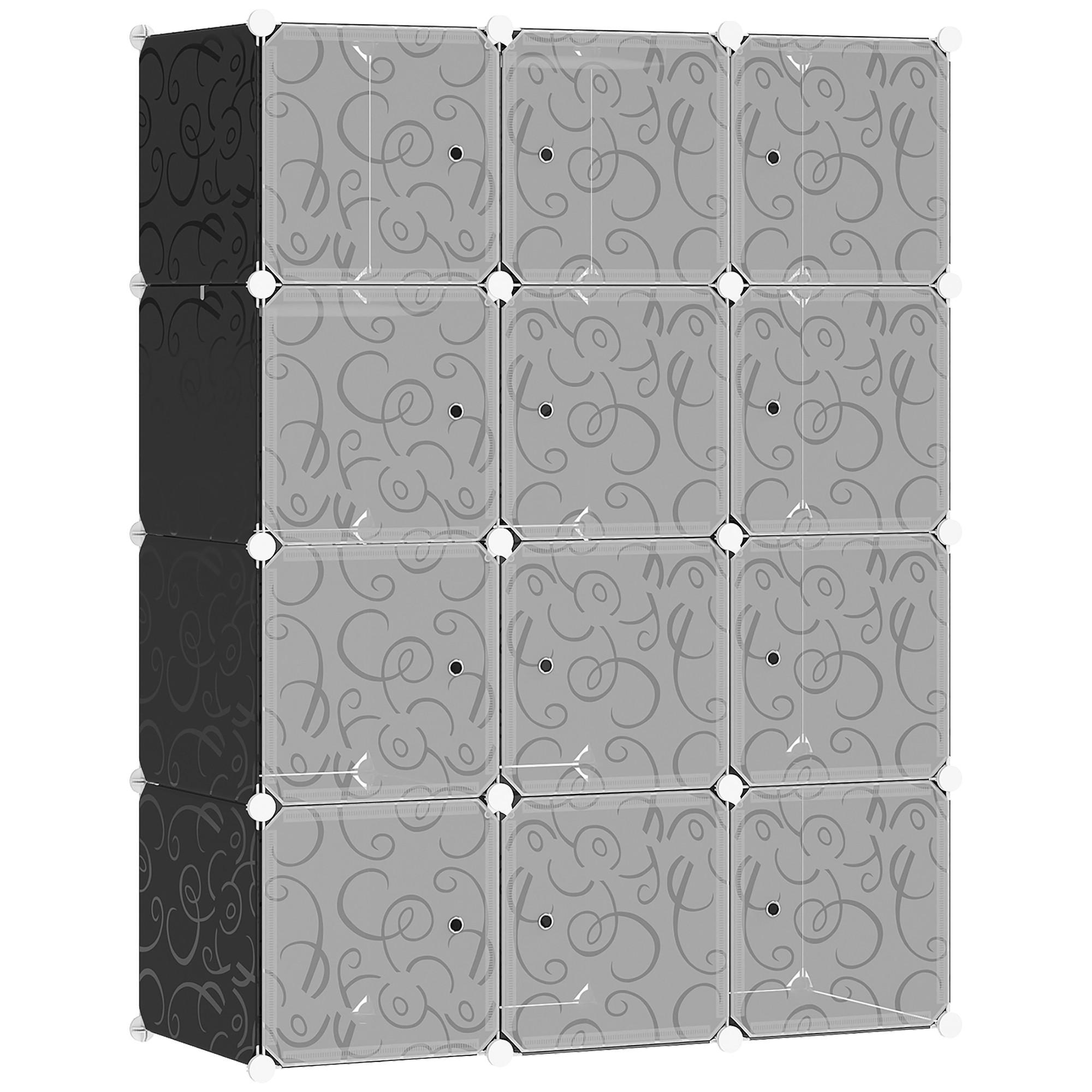 KLEIDERSCHRANK, Schwarz + Weiß - Schwarz, Kunststoff (47/145/111cm) - HOMCOM