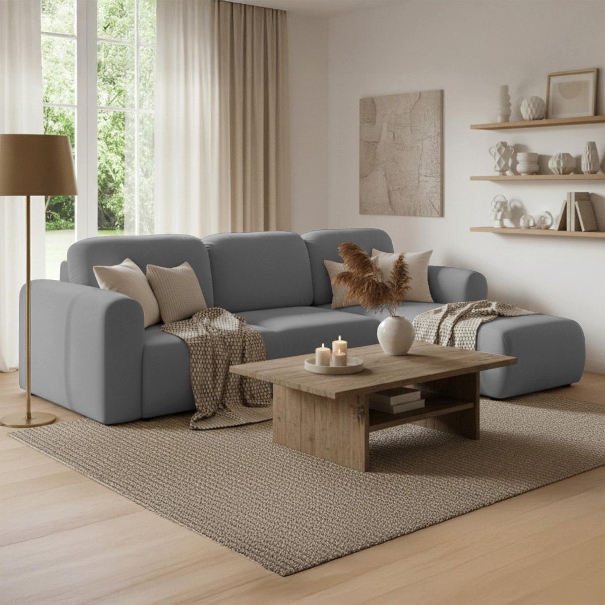 ECKSOFA Olido Grauer-Samt - Grau, Kunststoff/Textil (245/150cm) - Selsey