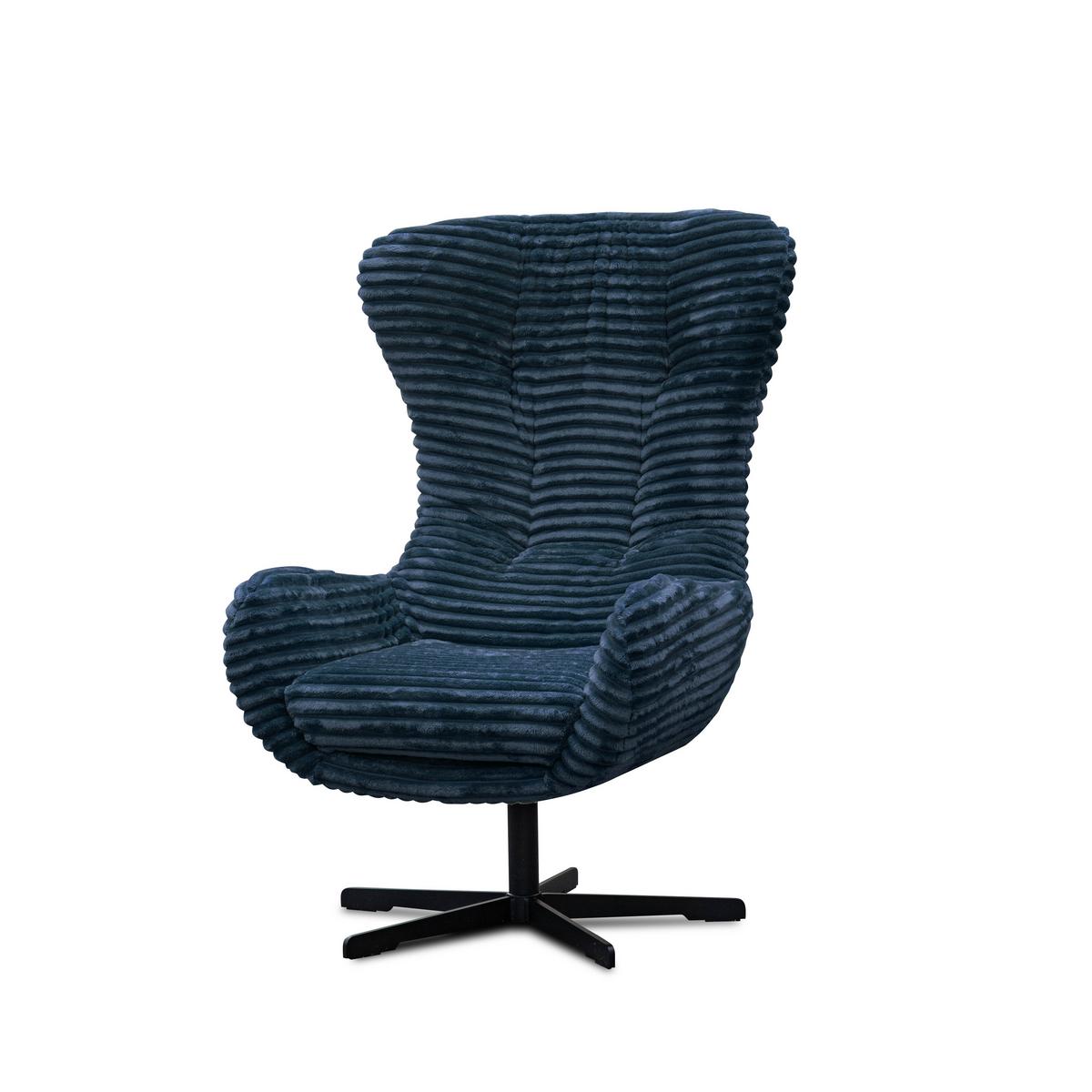 SESSEL MONACO 1-Sitzer, Cordstoff dunkelblau - Schwarz/Dunkelblau, Holz/Textil (74/116/84cm) - Courtois Laville