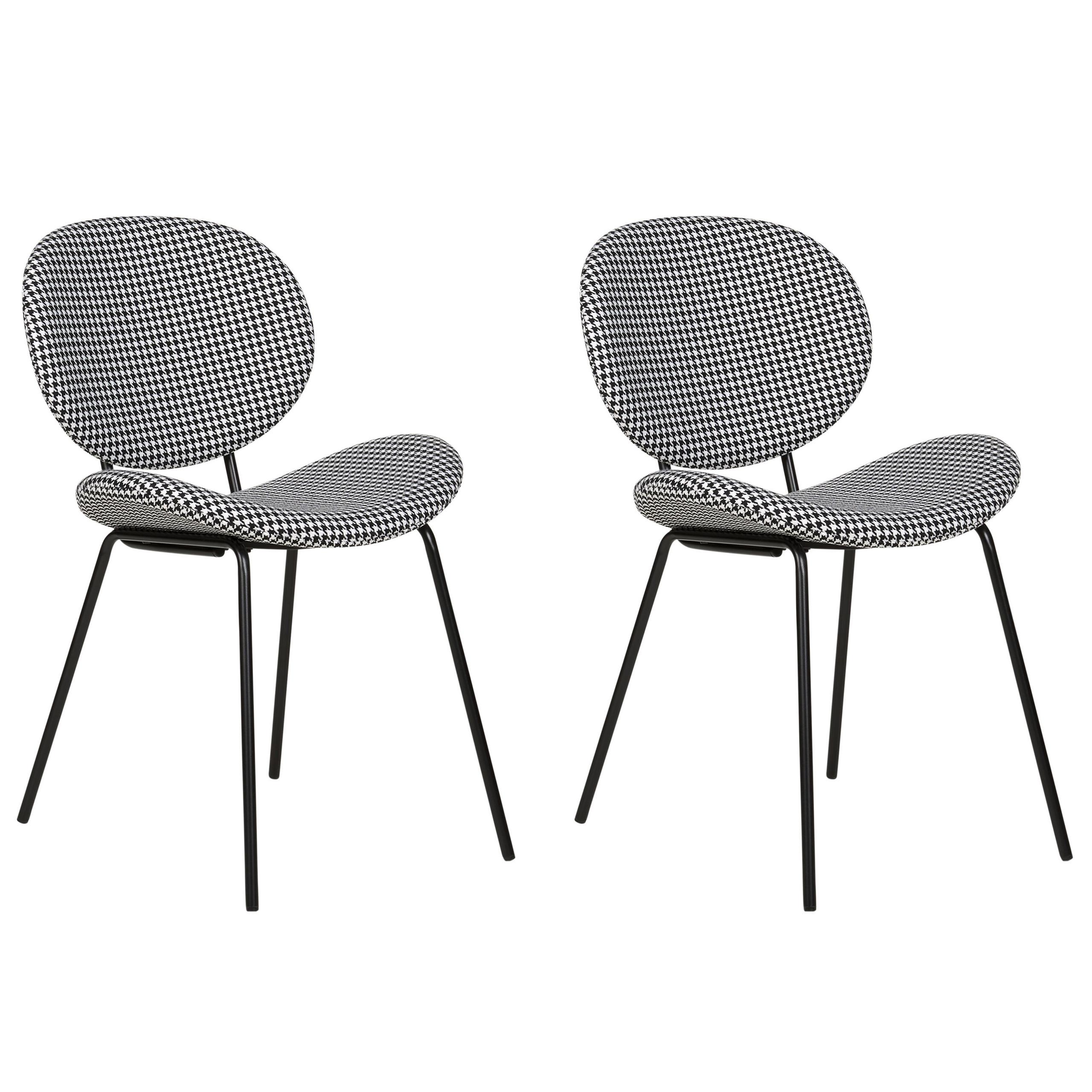 ESSZIMMERSTUHL 2er-Set Hahnentrittmuster schwarz/weiß Luana - Schwarz/Weiß, Textil (50/80/52cm) - Beliani