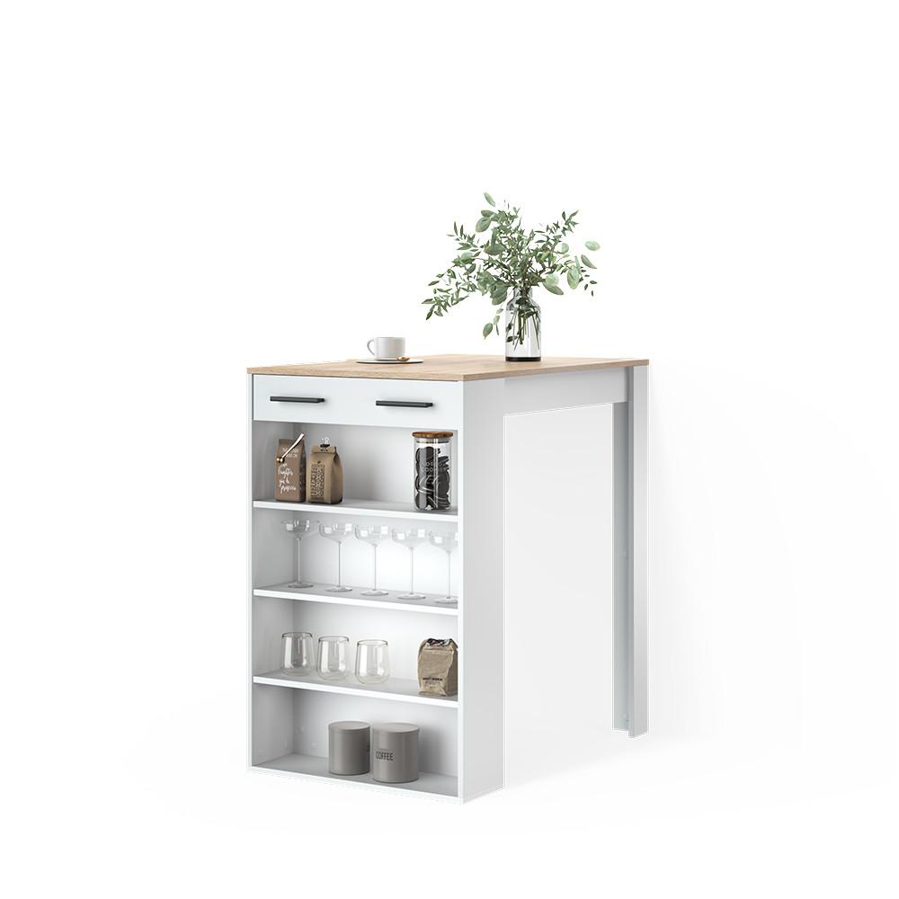BARTISCH Regusa Weiß/Sonoma 67 x 100 cm - Weiß/Sonoma Eiche, Holzwerkstoff (100/67/106cm) - Livinity®