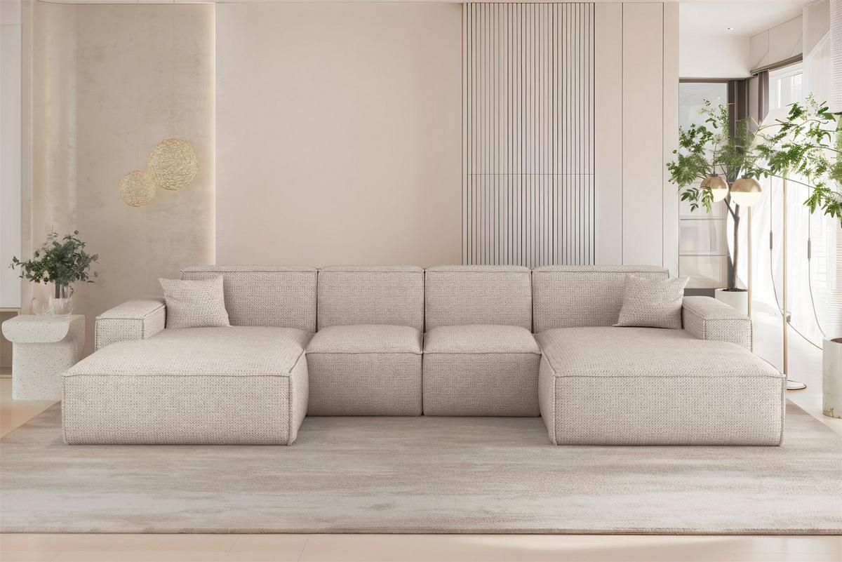 WOHNLANDSCHAFT Celes Premium Xs Artico - Creme, Holzwerkstoff/Textil (342/73/165cm) - Fun Möbel