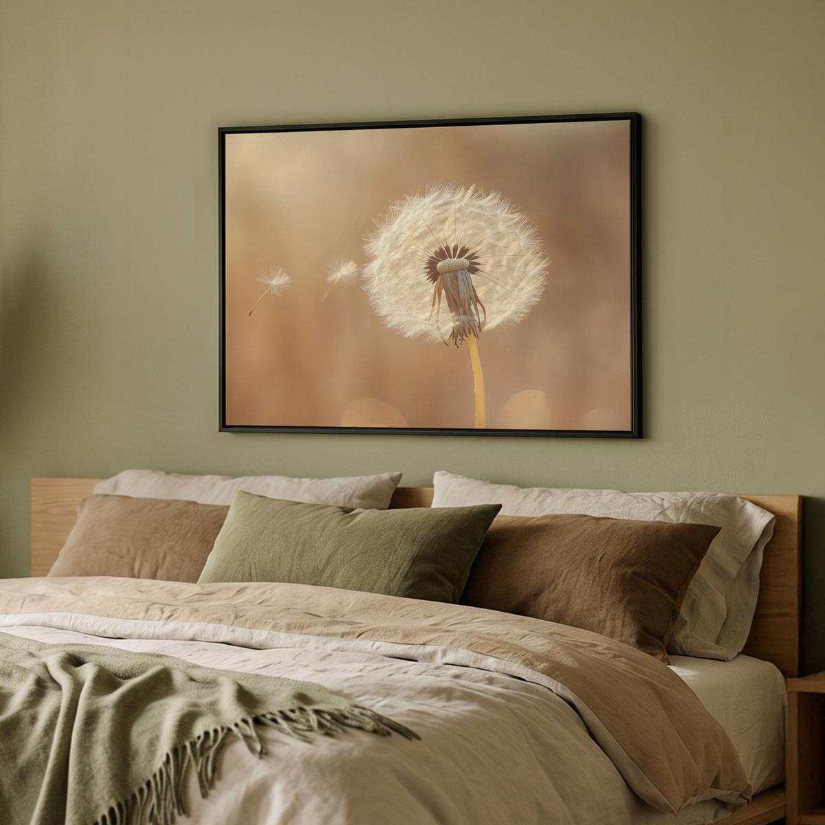 LEINWAND Bilder mit Rahmen - Löwenzahn - Beige - Natur - Blume - 80x60 - Hellbraun, Textil (80/60cm) - MuchoWow