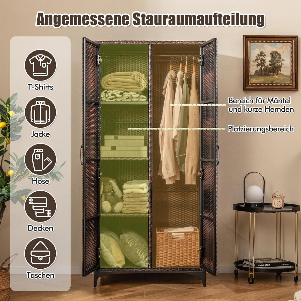 GARTENSCHRANK Braun - Braun, Kunststoff (72/157/50cm) - COSTWAY