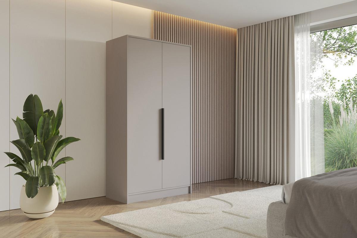 KLEIDERSCHRANK - PORTO - 102 - Kaschmir - Kaschmir/Schwarz, Holzwerkstoff (102/200/51cm) - ALTDECOR