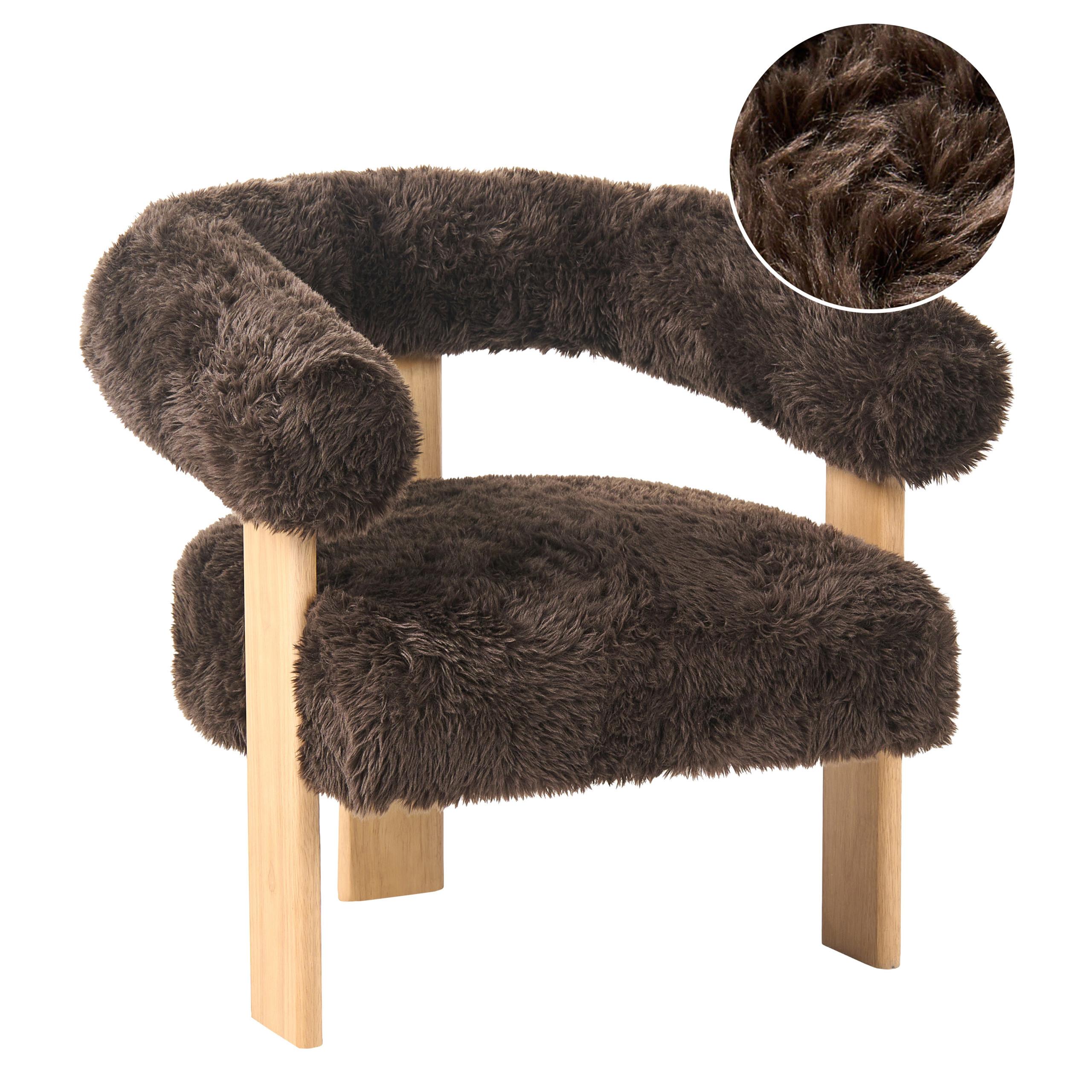 SESSEL Webpelz Dunkelbraun/Hellbraun Ilbro - Dunkelbraun, Textil (77/76/68cm) - Beliani