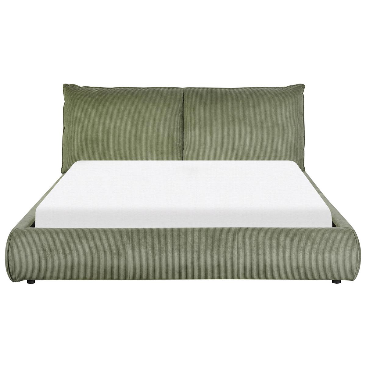 WASSERBETT Cord 160/200 cm Olivgrün Vinay - Grün, Textil (160/200cm) - Beliani