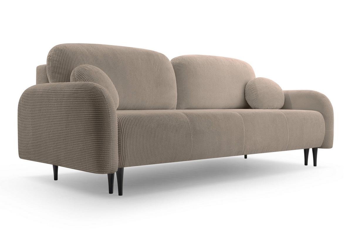 BETTSOFA VIVO Braun Geflochtener Stoff mit Schlaffunktion - Braun, Holz (230/95/102cm) - MASSENO