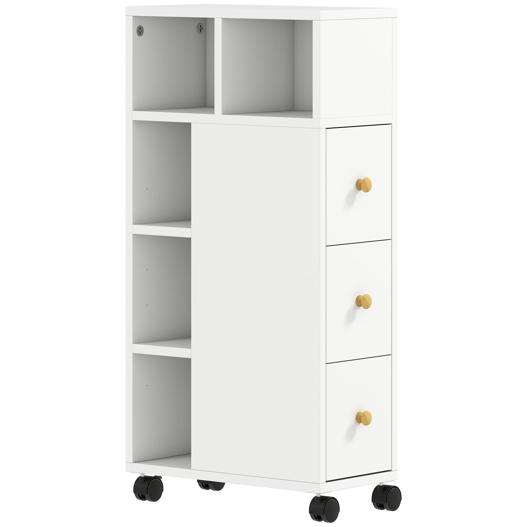 BADEZIMMERSCHRANK Spanplatte Weiß - Weiß, Holzwerkstoff (20/80/40cm) - HOMCOM