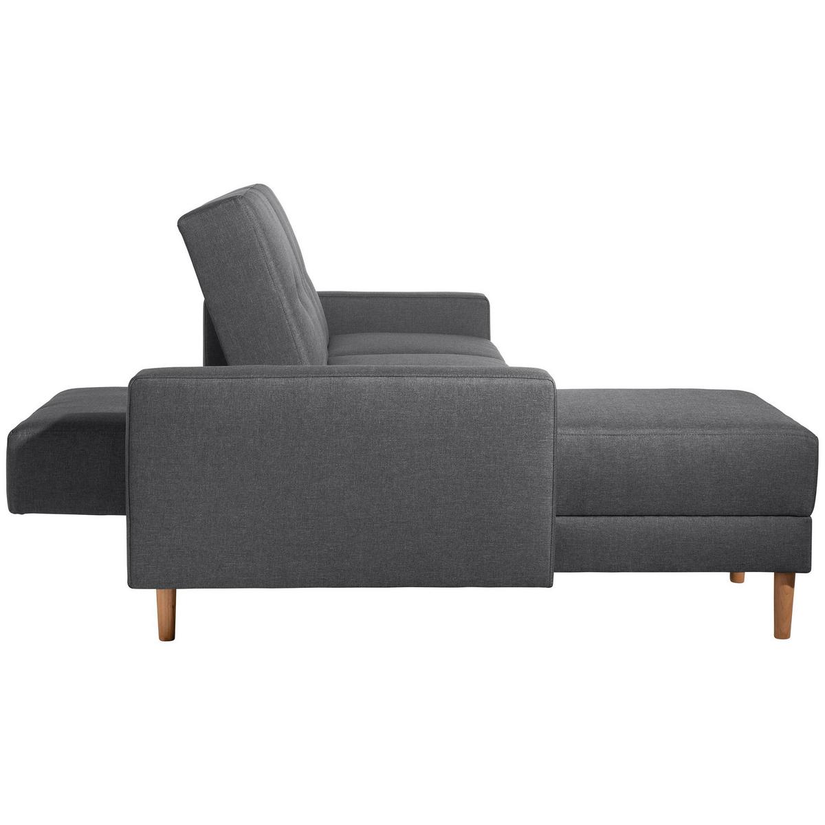 FUNKTIONSSOFA mit Hocker Kattie Flachgewebe graphit - Graphitfarben, Kunststoff (144/230cm) - 58aufmkessel