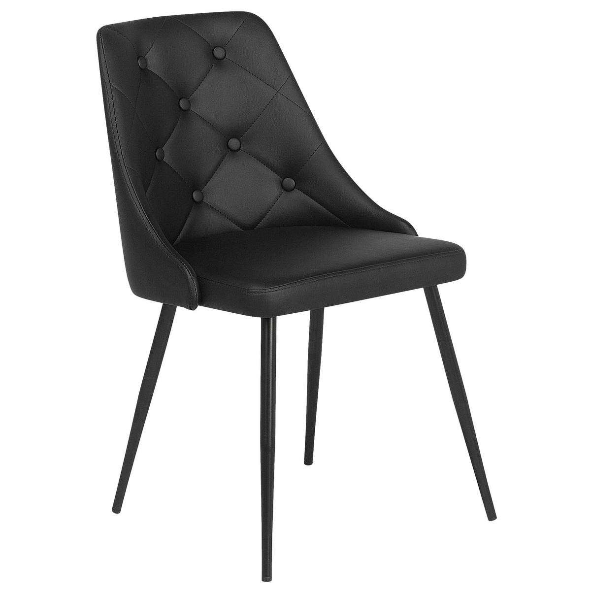 ESSZIMMERSTUHL 2er-Set Kunstleder Schwarz Valerie - Schwarz, Textil/Metall (49/81/59cm) - Beliani