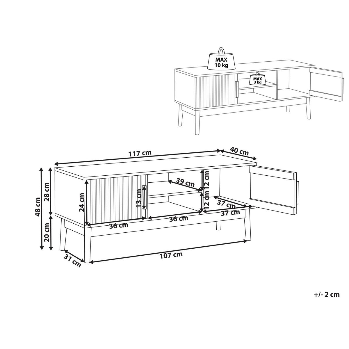 TV-MÖBEL Hellbraun Lynwood - Braun, Holzwerkstoff (117/48/40cm) - Beliani