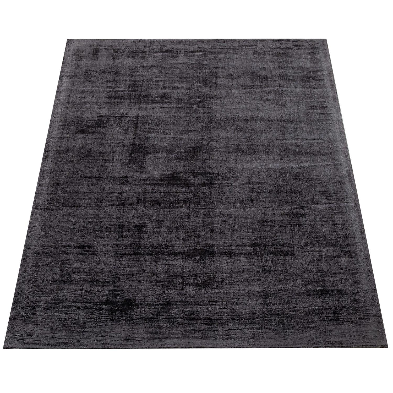 VISKOSETEPPICH handgewebt, einfarbig, Anthrazit, 120 x 170 cm - Anthrazit, Textil (120/170cm) - KADIMA DESIGN