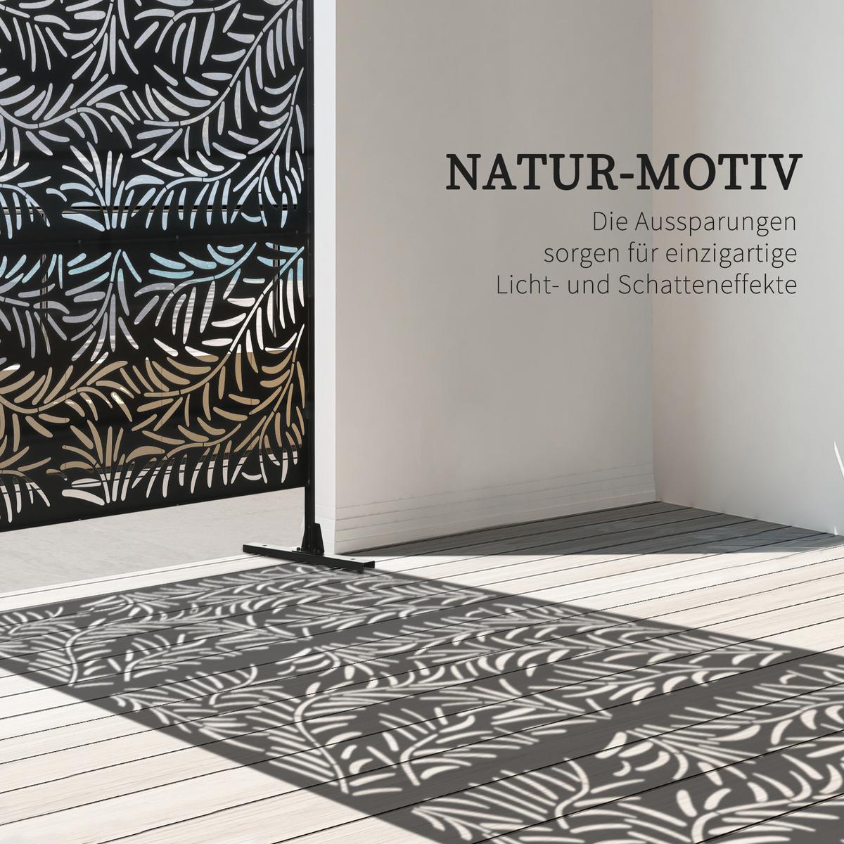 GARTENSICHTSCHUTZ, Stahl, Schwarz - Schwarz, Metall (45/198cm) - Outsunny