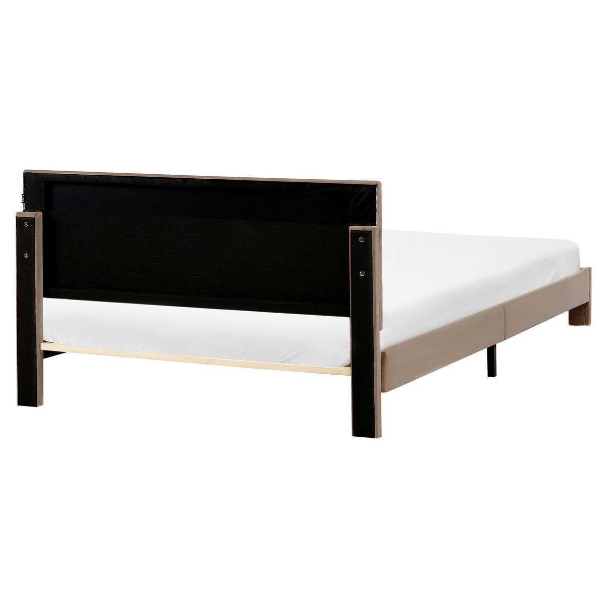 BETT mit Schubladen 160/200 cm Samtstoff Taupe Lonzac - Taupe, Textil (160/200cm) - Beliani