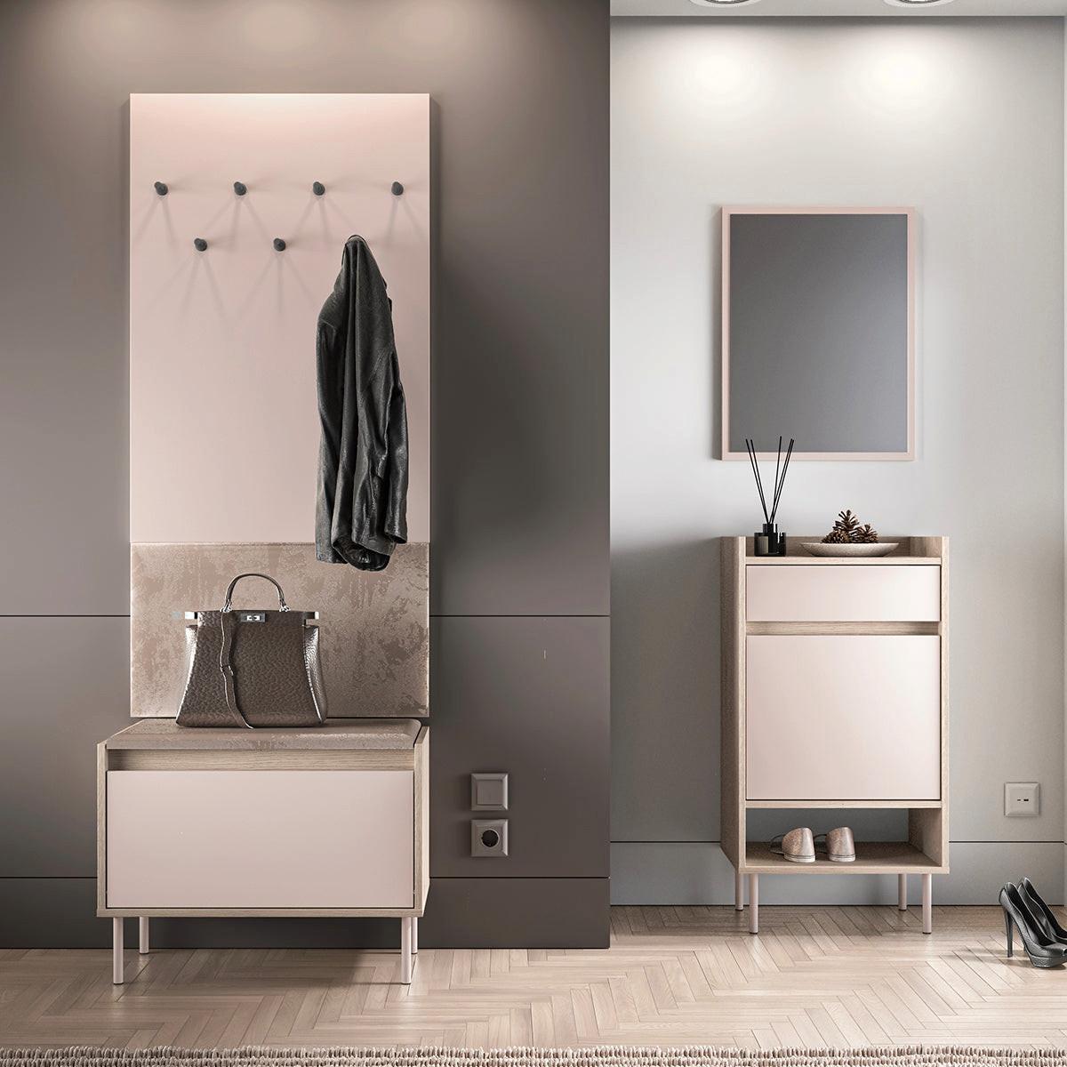EINGANGSMÖBEL Alos Kaschmir und Holz - Beige, Holzwerkstoff (69/143/7cm) - Petits-meubles