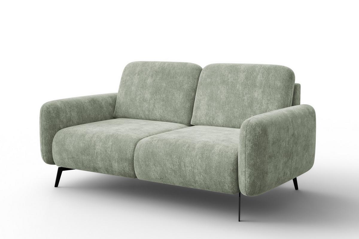 SOFA FEBE 2-Sitzer, hellgrüner Chenille-Stoff - Schwarz/Hellgrün, Holz/Textil (160/82/96cm) - Wozimo