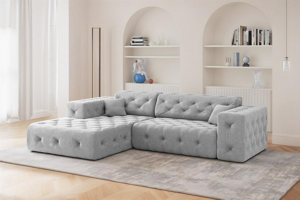 ECKSOFA Chantal In Moly - Hellgrau, Holzwerkstoff/Textil (266/171cm) - Fun Möbel