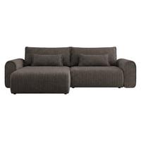 ECKSOFA Surles Cord - Schwarz/Braun, Holz/Kunststoff (245/145cm) - MIRJAN24