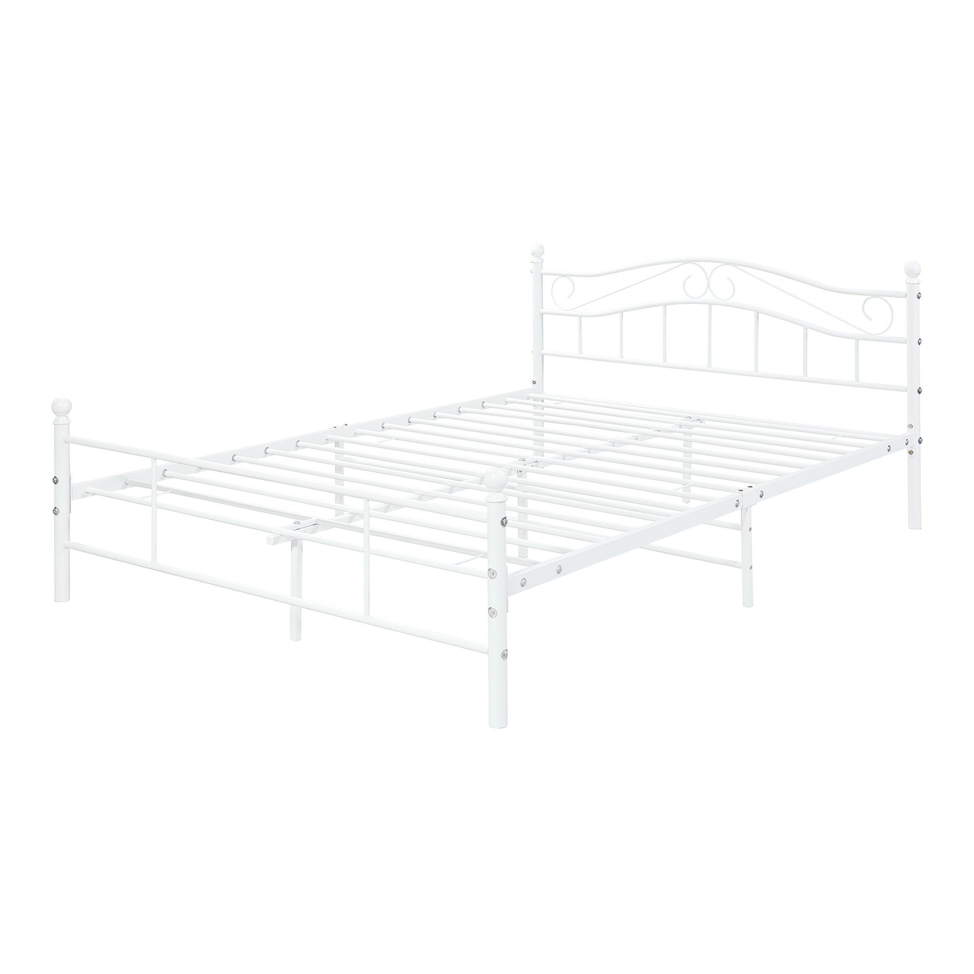 METALLBETT Florenz - Weiß, Metall (140/200cm) - [en.casa]