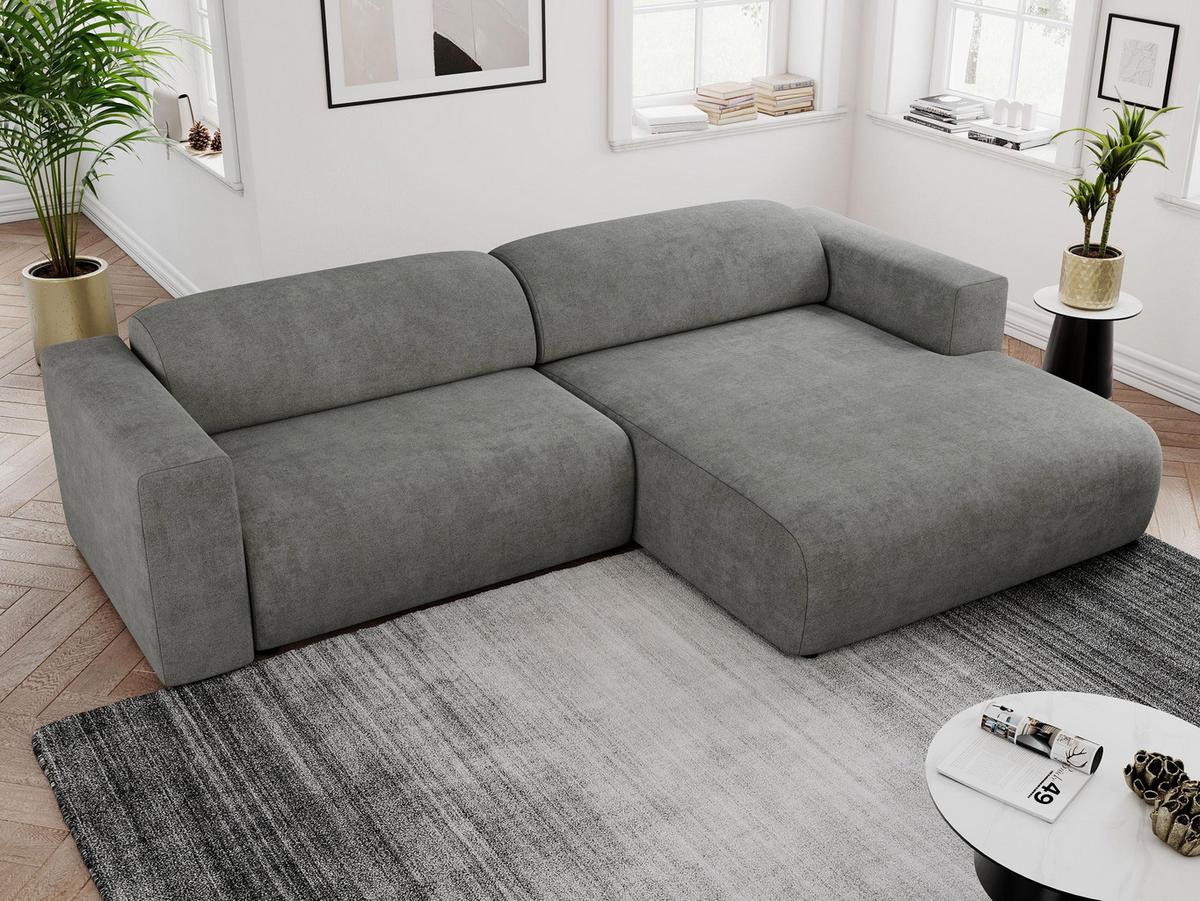 OFERTA WYCOFANA ECKSOFA PASADENA Grau Struktur Rechts Seite - Schwarz/Grau, Kunststoff/Textil (288/180cm) - MKS