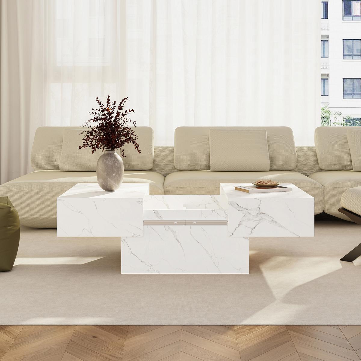 COUCHTISCH Lens 80/60/36 cm - Ecru, Holzwerkstoff (60/80/36cm) - [en.casa]