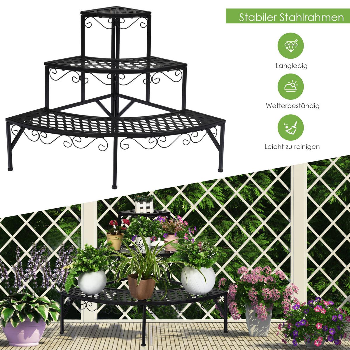 PFLANZREGAL Schwarz - Schwarz, Metall (59/60/59cm) - COSTWAY