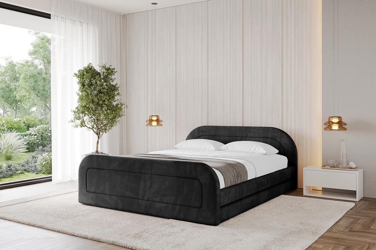POLSTERBETT mit Bettkasten, Fußteil und Lattenrost, Boxbett ohne Matratze - LERIS-v1-Z 180x200 Schwarz - Schwarz, Holzwerkstoff/Textil (180/200cm) - ALTDECOR