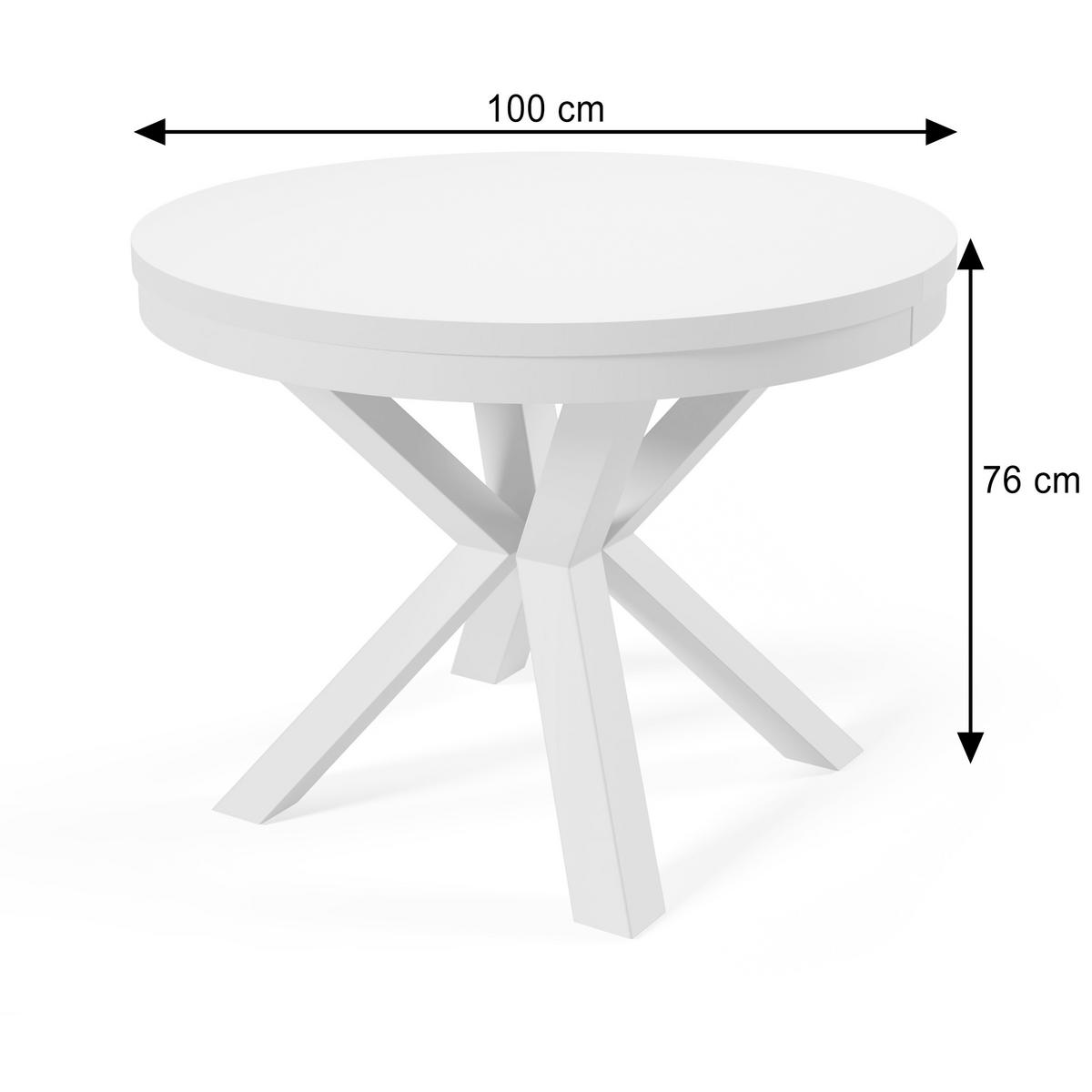 ESSTISCH Nordic, Runder Tisch mit Ausziehfunktion, 100-180x100 cm, Kaschmir+eiche Cremona Cannolo - Kaschmir/Eichefarben, Metall (100/100/76cm) - Beautysofa