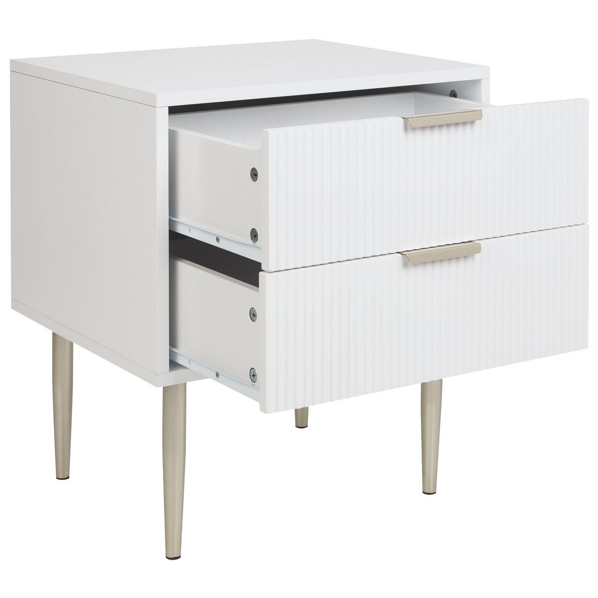NACHTTISCH weiß/gold 2 Schubladen Soho - Goldfarben/Weiß, Holzwerkstoff (48/55/40cm) - Beliani