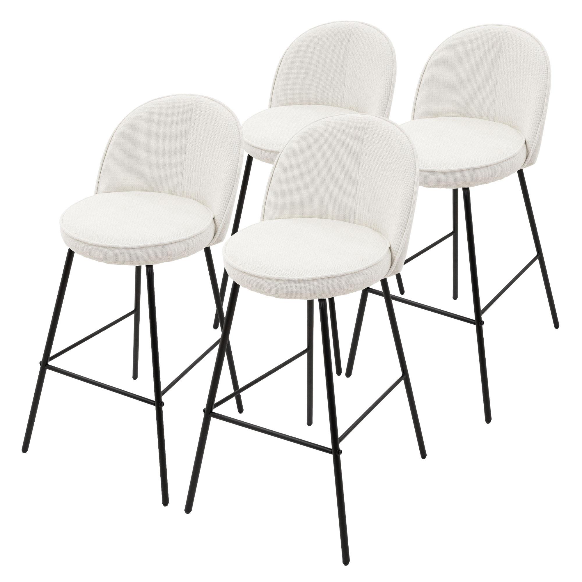 BARHOCKER 4er Set Beige mit Stoffbezug - Beige/Schwarz, Textil/Metall (52/102/50cm) - ML-DESIGN