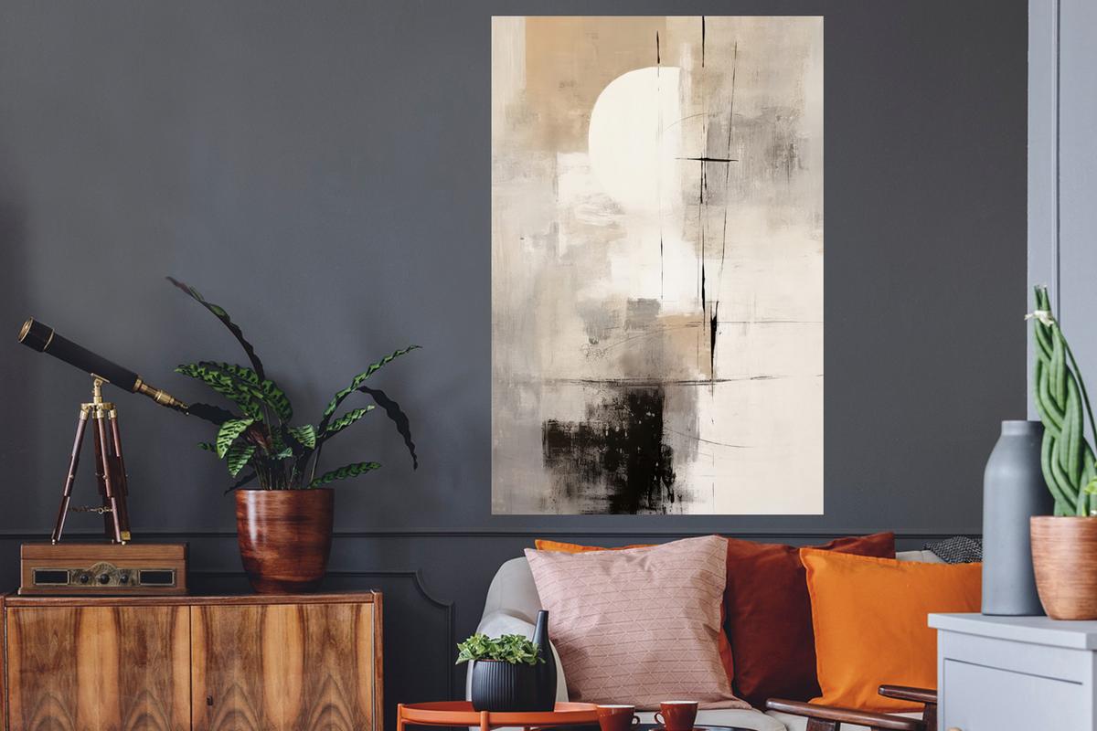 WANDTATTOO Abstrakt - Kunst - Grau Wandaufkleber 80x120 cm - Hellgrau, Kunststoff (80/120/0.1cm) - MuchoWow