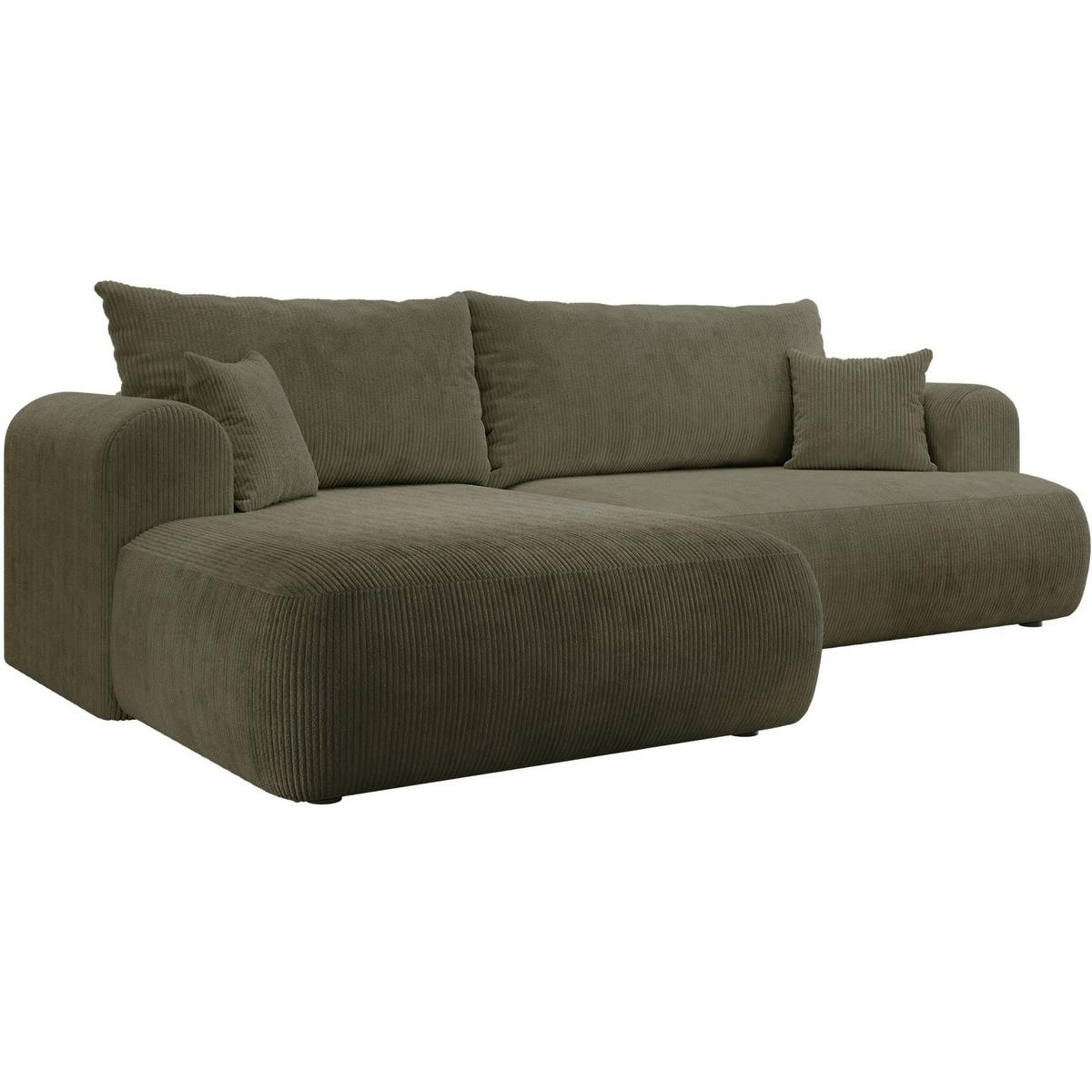 ECKSOFA Ovo Cord mit Cordbezug Olivgrün, links - Schwarz/Olivgrün, Textil (260/165cm) - Selsey