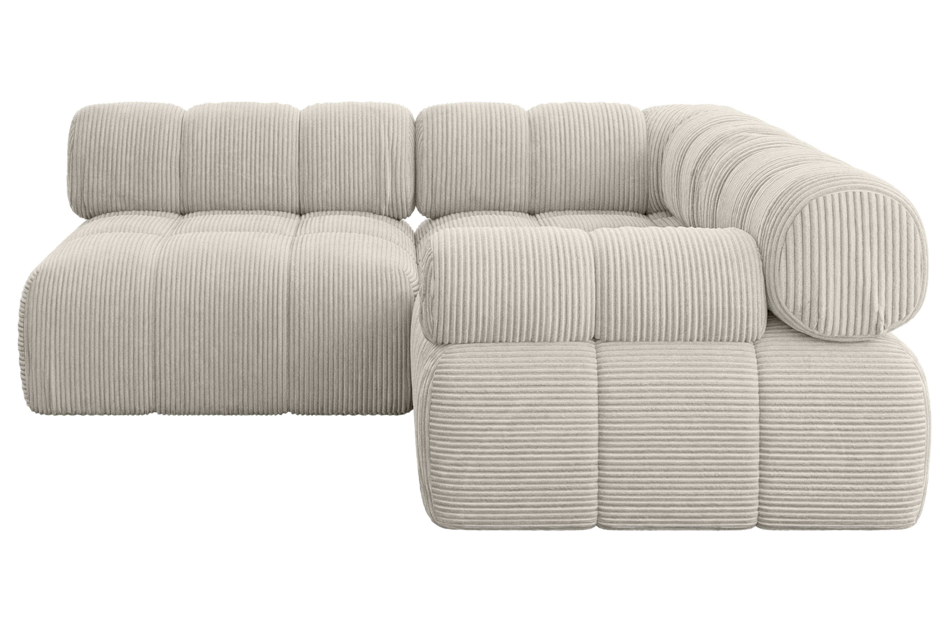 ECKSOFA modulares Sofa Mende-L1 - 190x190x70 cm Creme Cord - Hellgrau/Creme, Holzwerkstoff/Textil (190/190cm) - ALTDECOR