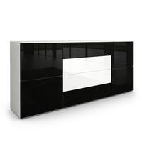 SIDEBOARD Rova Schwarz Hochglanz / Weiß Hochglanz - Schwarz Hochglanz, Holzwerkstoff (166/72/35cm) - Vladon