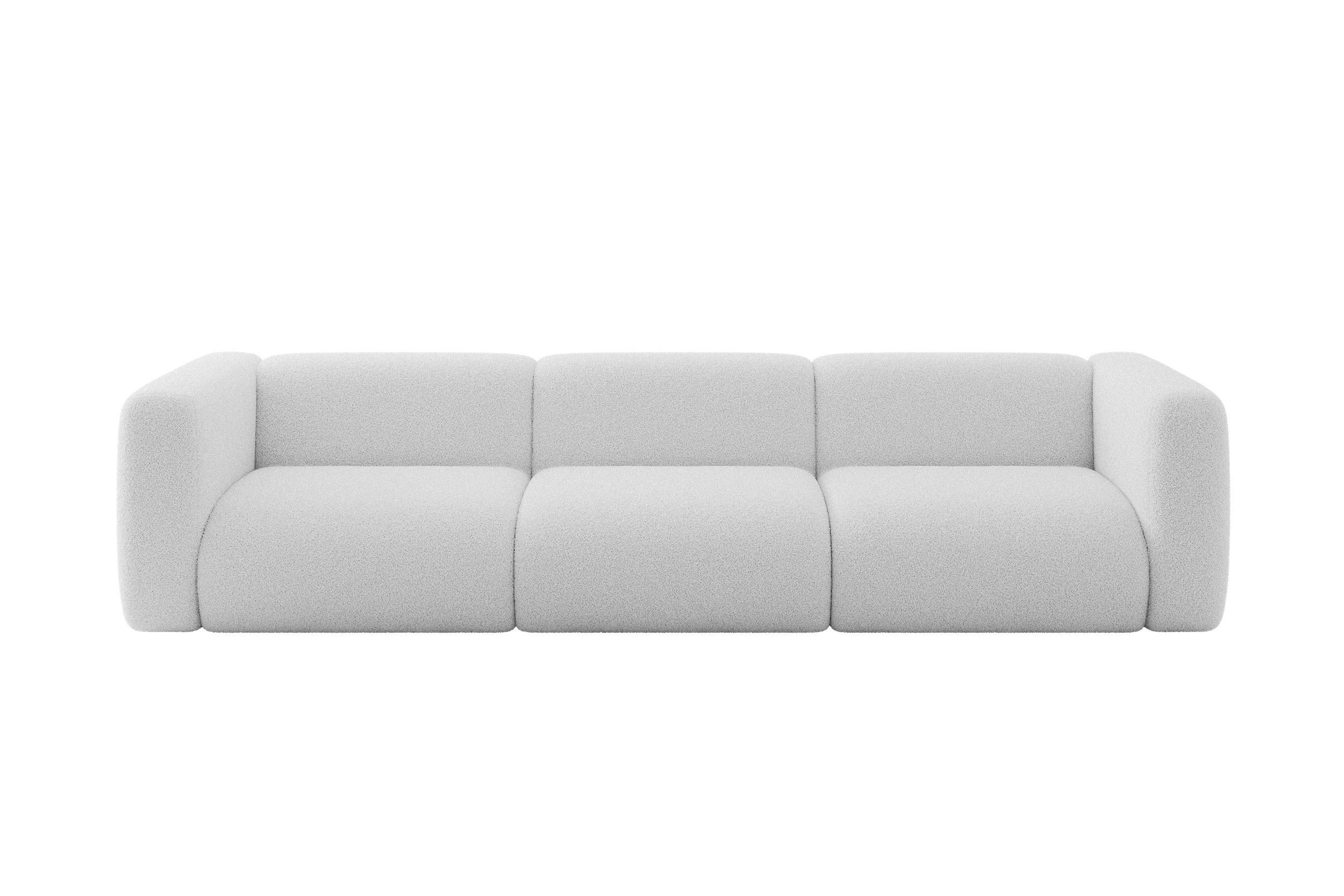 MODULARES Sofa 3-SITZER MIRA-S2 319x89x70 Hellgrau cm Bouclé - Silberfarben/Hellgrau, Holzwerkstoff/Kunststoff (319/70/89cm) - ALTDECOR