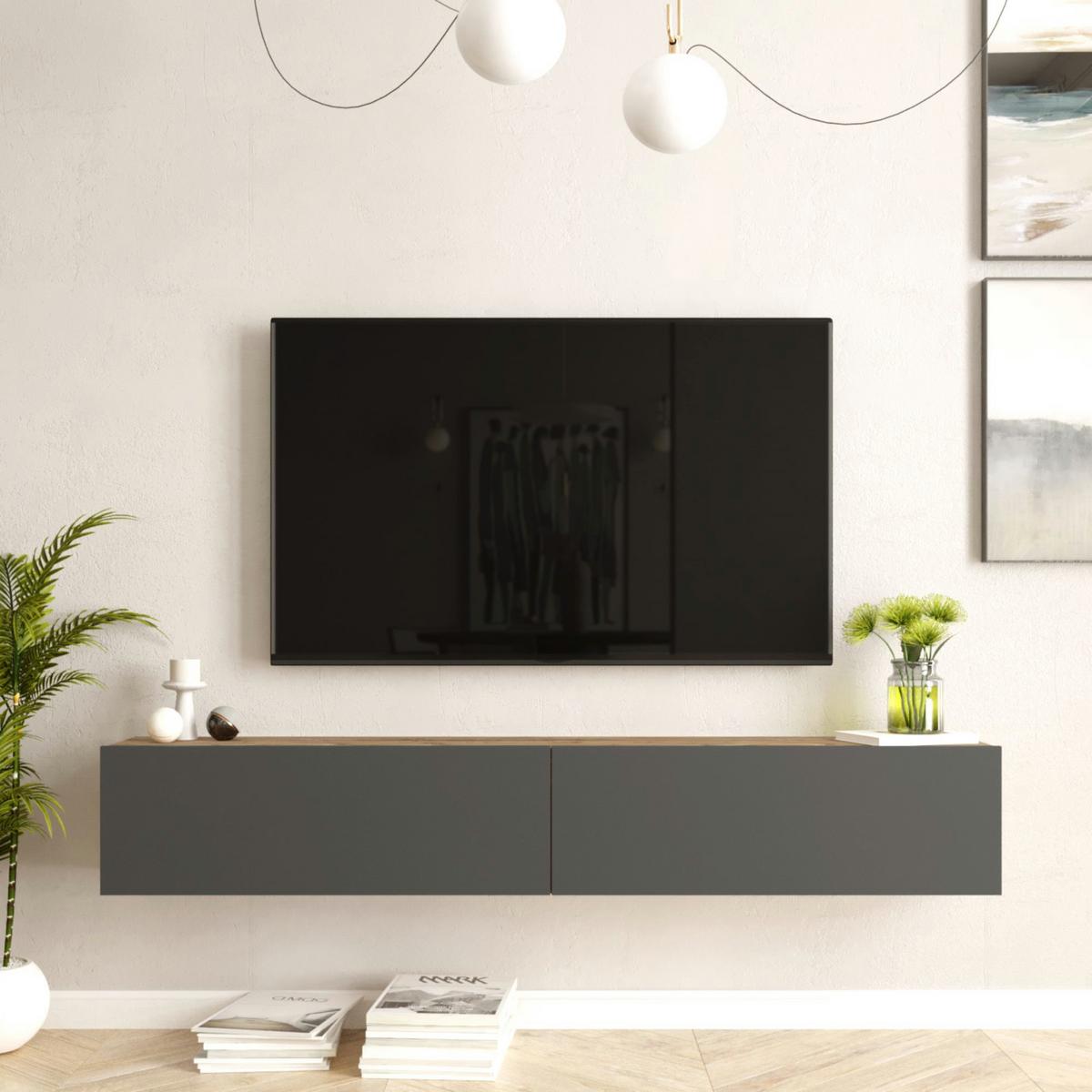 TV-ELEMENT Lapinlahti - Dunkelgrau, Holzwerkstoff (180/29.5/31.5cm) - [en.casa]