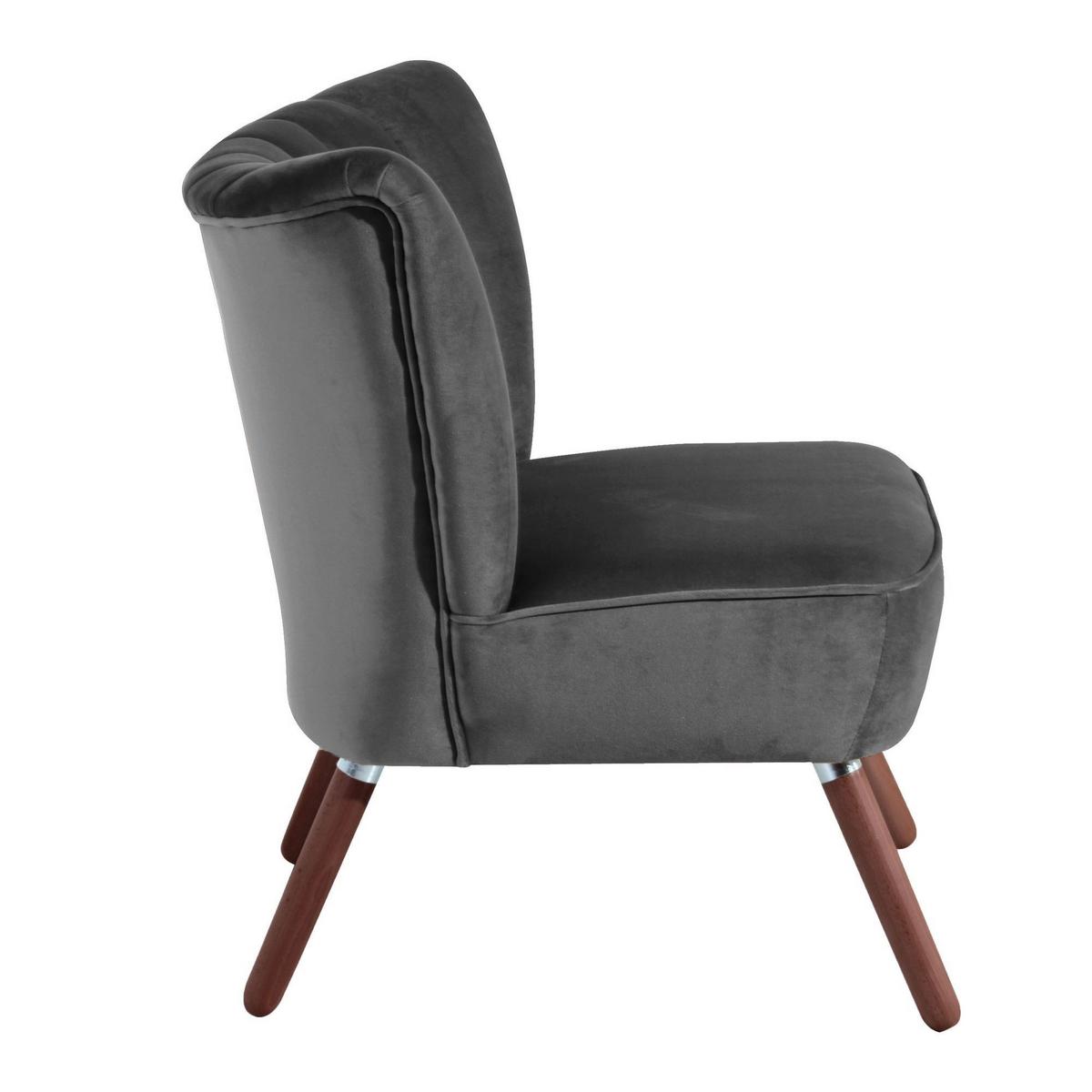 SESSEL Kadisha Bezug Samtvelours Buche nussbaum dunkel / anthrazit - Anthrazit, Kunststoff (70/80/66cm) - 58aufmkessel