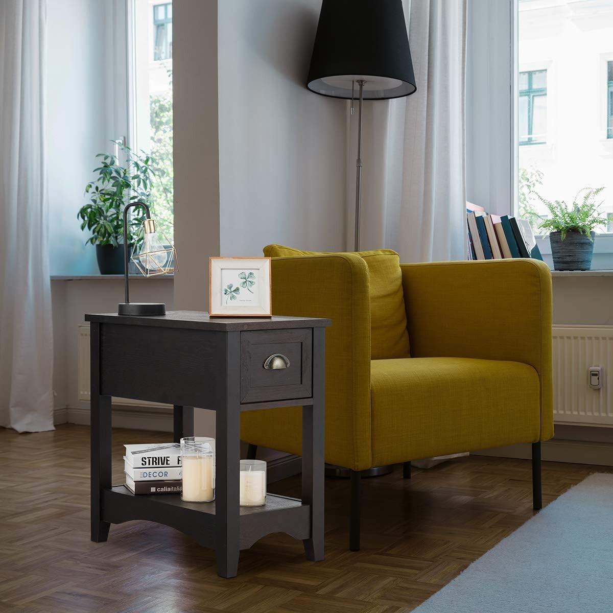 BEISTELLTISCH 59cm Dunkelbraun - Braun, Holz (33/56/59cm) - COSTWAY