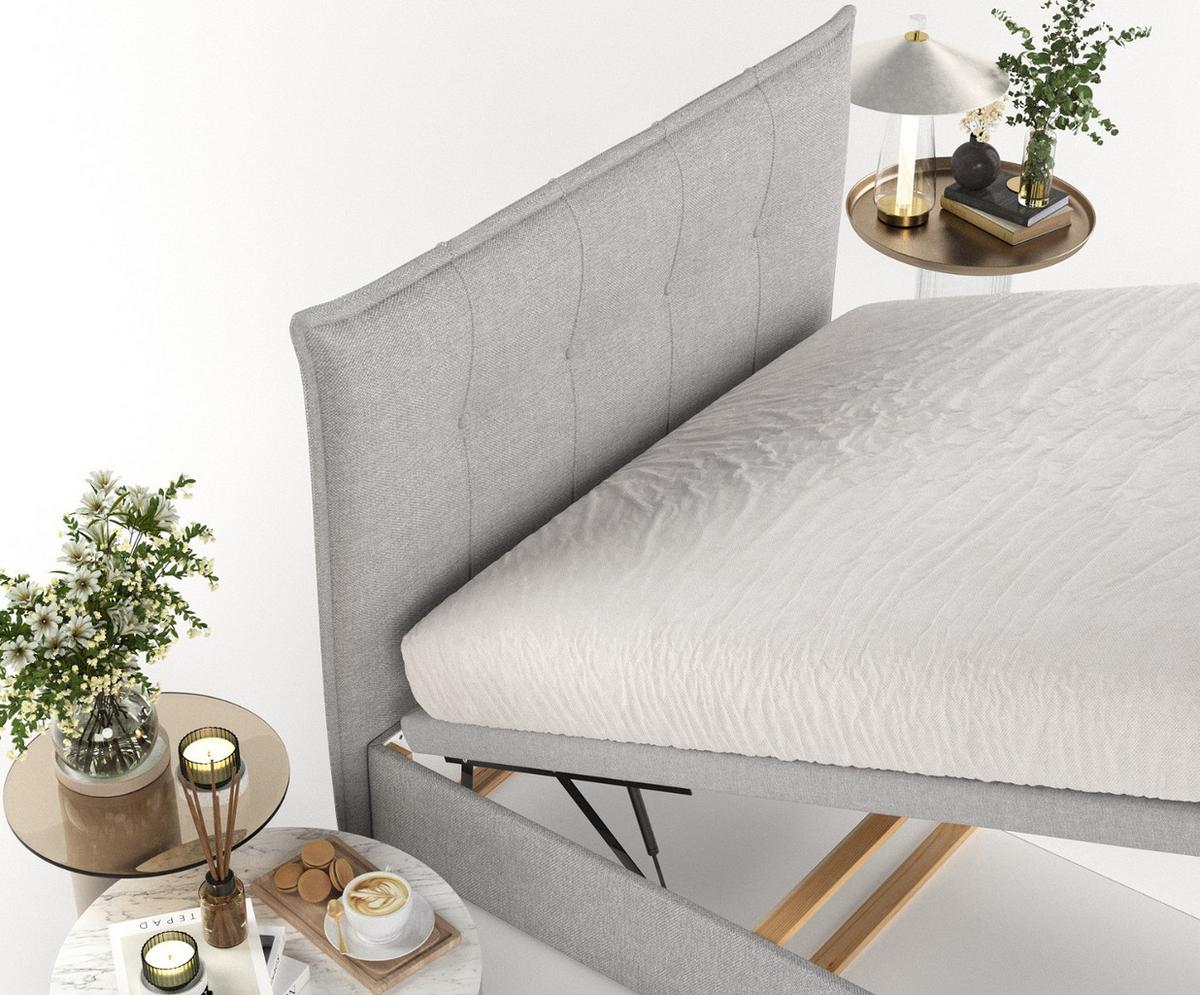 POLSTERBETT Liano mit Stauraum 120/200 cm Grau im Megan Stoff - Schwarz/Grau, Holz/Holzwerkstoff (120/200cm) - AltaBeds