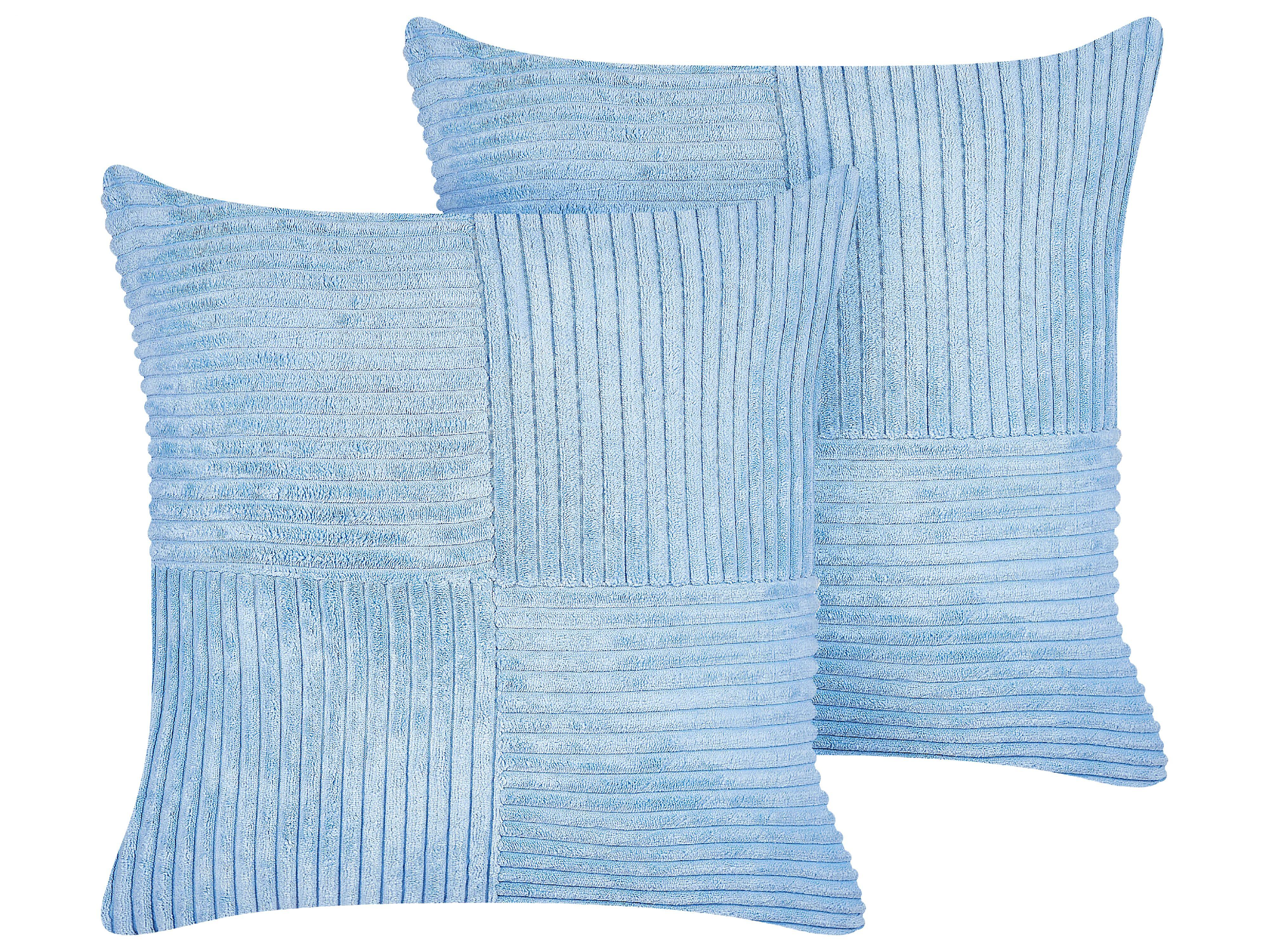 DEKOKISSEN CORD 2er-Set Blau 43/43 cm Millet - Blau, Textil (43/43cm) - Beliani