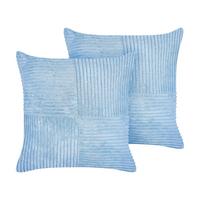 DEKOKISSEN CORD 2er-Set Blau 43/43 cm Millet - Blau, Textil (43/43cm) - Beliani