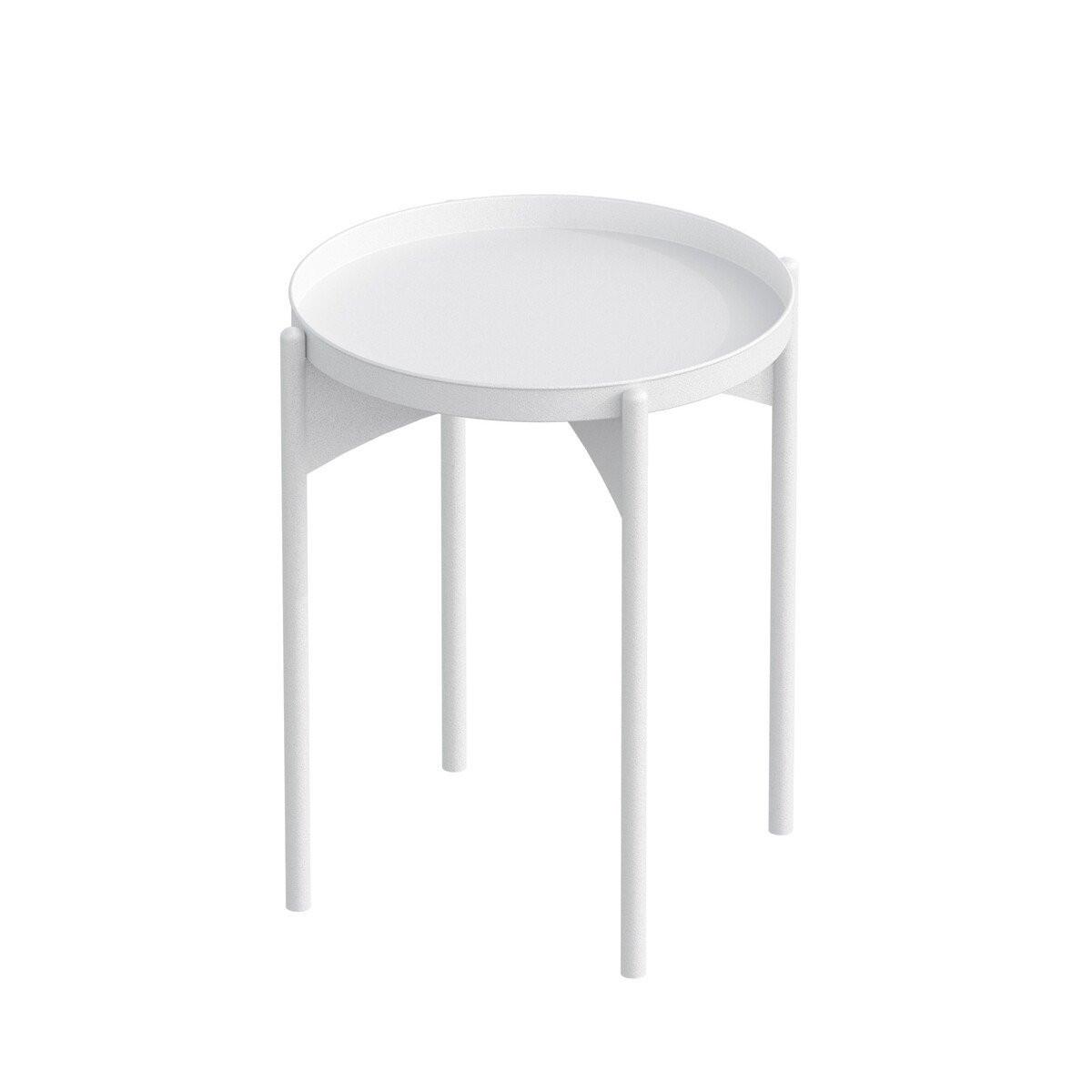 BEISTELLTISCH mit runder Metallplatte H57 cm - COLE - Weiß, Metall (44/44/57cm) - Calicosy
