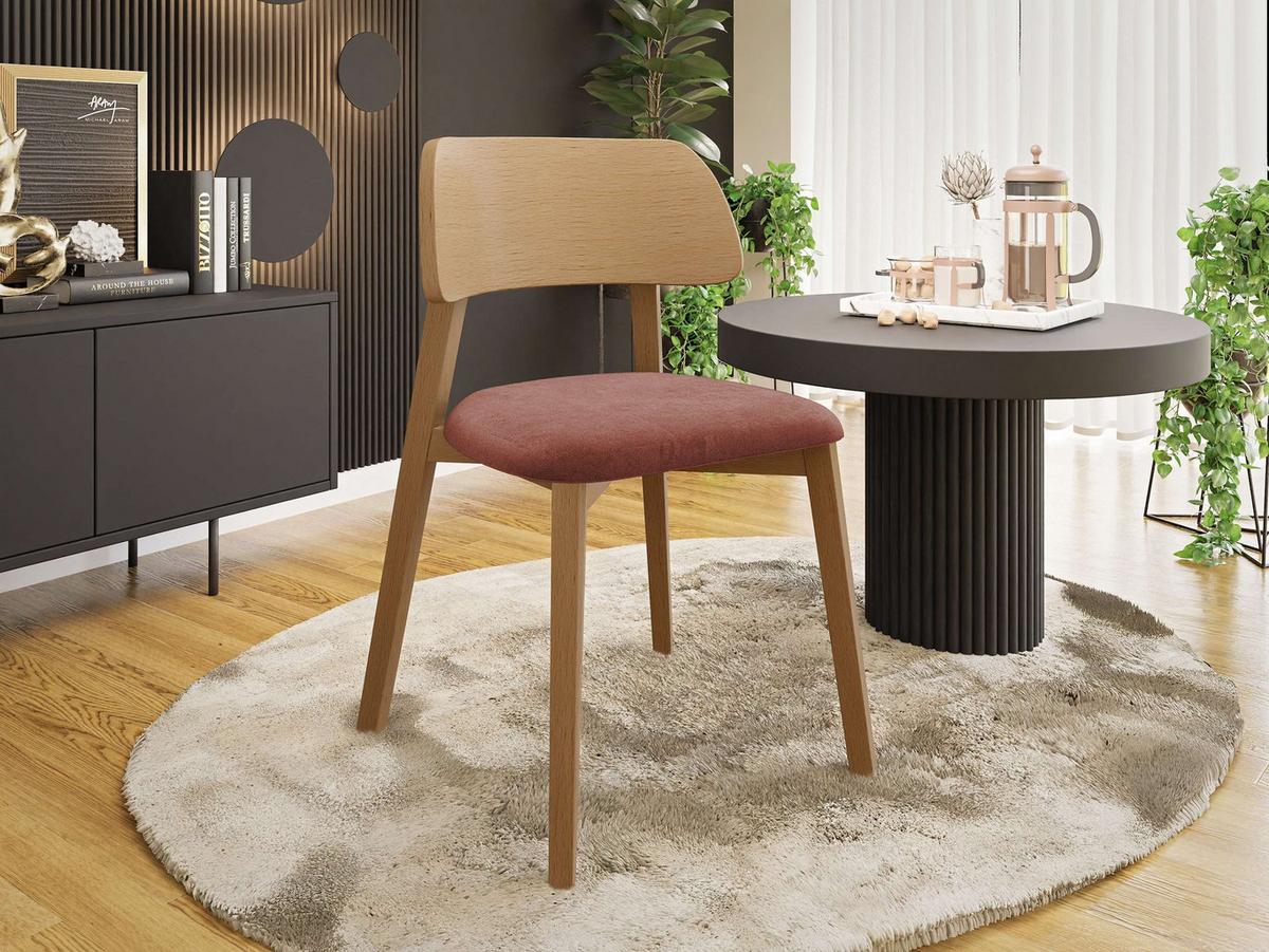 POLSTERSTUHL Dario, Holzfarbe: Natur - Rosa/Naturfarben, Holz/Textil (47/80/50cm) - MIRJAN24
