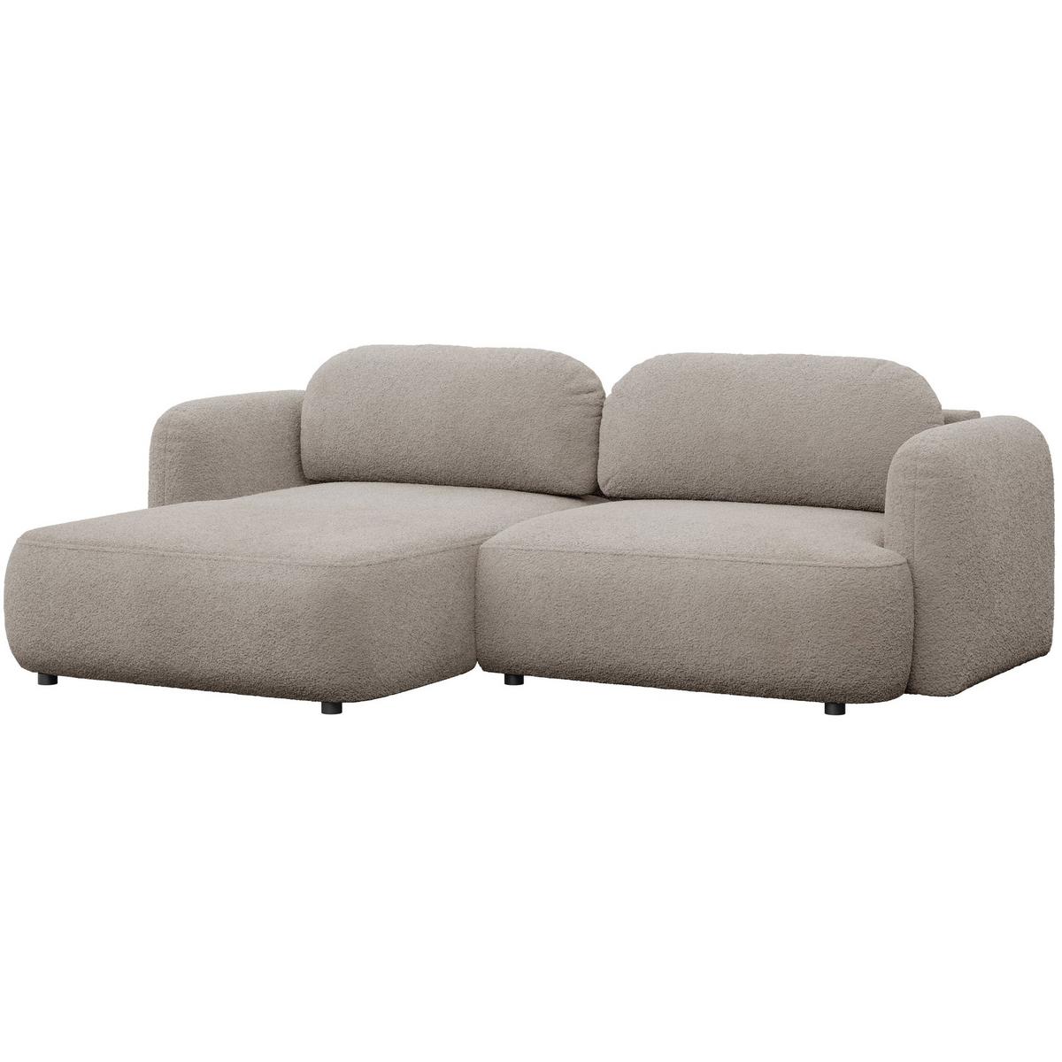 ECKSOFA Tvoya Beigegrau Bouclé - Taupe/Schwarz, Kunststoff/Textil (267/175cm) - Selsey