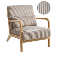 SESSEL Sorsele Cord Beige - Hellbraun/Beige, Holz/Textil (64/77/82cm) - Beliani